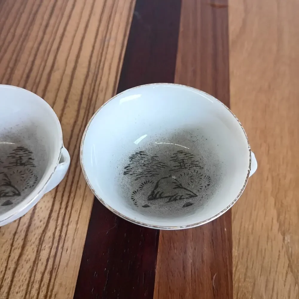 Vintage Japanese Porcelain Sake Tea Cups Set of 3